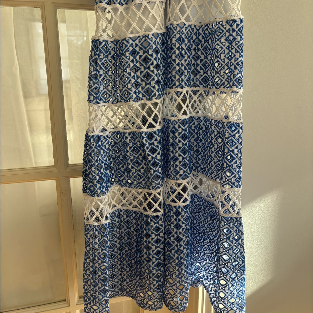 Chic Blue Crochet Maxi Dress - Picture 3 of 5